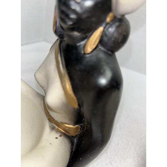African Man & Woman Trinket Dish Ashtray Incense Art Statues '50's Chalkware - Picture 6 of 11